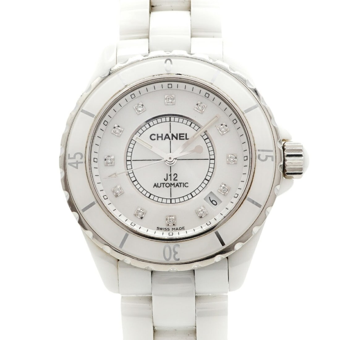 Chanel J12 Diamond H1629 White Dial Men's Watch: --- Catalog ---Category: SizeWrist Size: 19.5cm / 7.67''Case Diameter: 38.9mm / 1.53''Category: DesignType: WristwatchGender: MenColor (Dial): WhiteMaterial (Band): CeramicCategory: GeneralMPN: H1629B