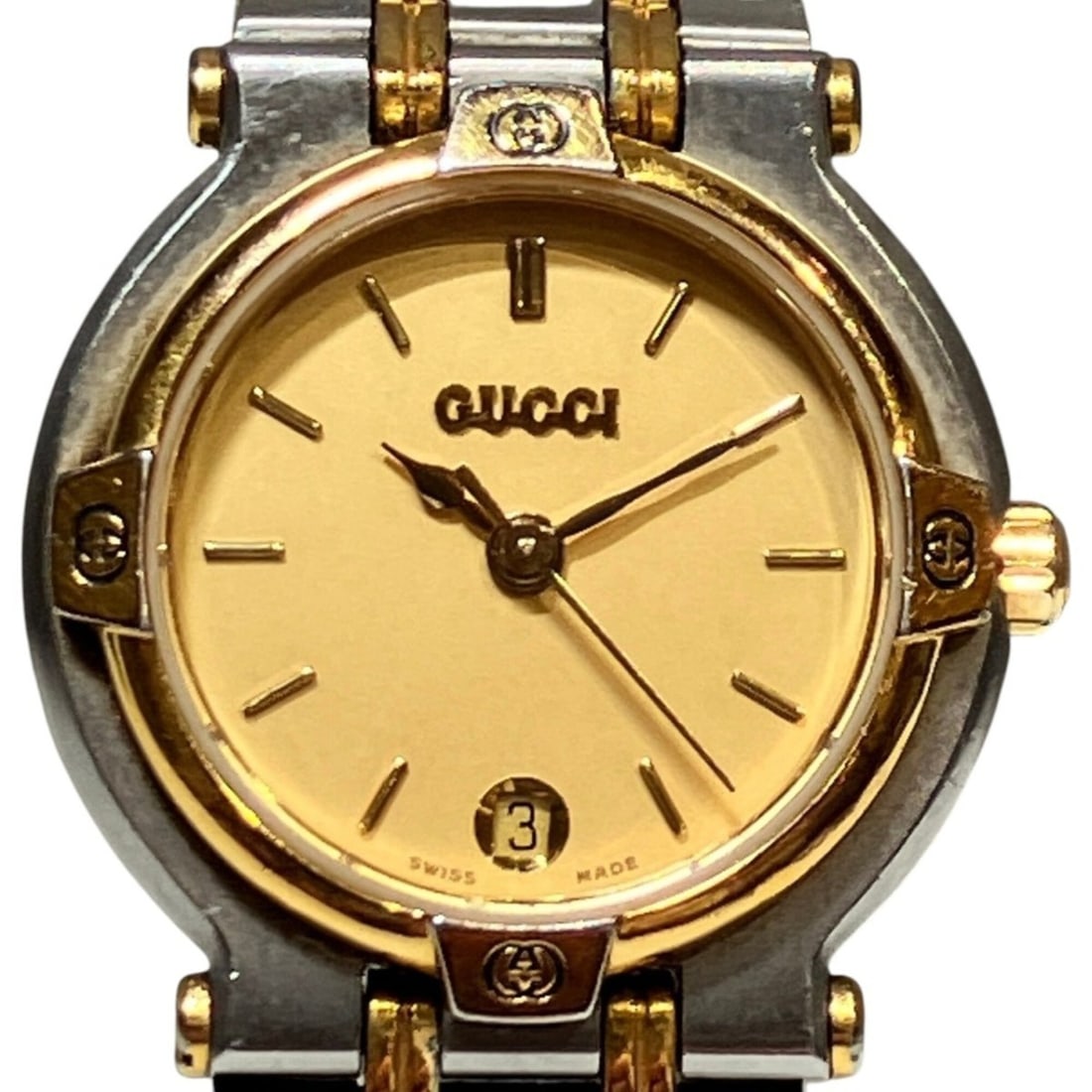 Gucci watch, total weight 37.6g, stainless steel, quartz movement, ivory dial, 9000L.: --- Catalog ---Category: SizeWrist Size: 16cm / 6.29''Case Diameter: 24mm / 0.94''Category: DesignType: WristwatchGender: Men,WomenColor (Dial): IvoryMaterial (Band): Stainless steelMaterial (Case): S