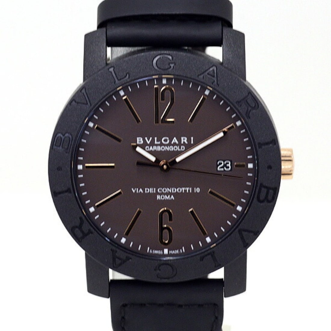 Bulgari BVLGARI Men's Watch BBP40C11CGLD Automatic BB40CL: --- Catalog ---Category: SizeWrist Size: 19cm / 7.48''Case Diameter: 40mm / 1.57''Category: DesignType: WristwatchGender: MenColor (Dial): BrownMaterial (Band): LeatherMaterial (Case): CarbonCategory:
