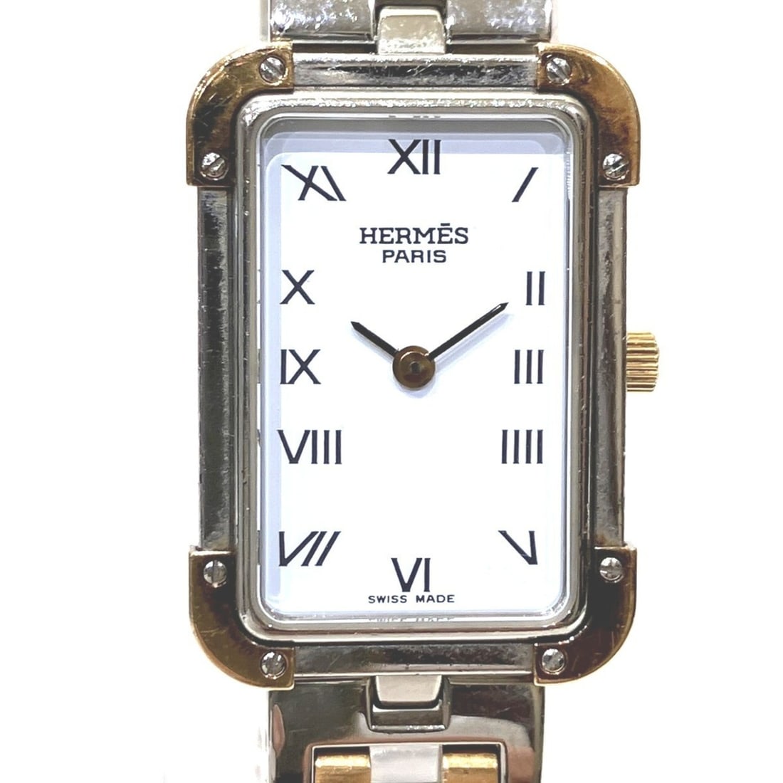 Hermes Croisière NB watch, total weight 43g, stainless steel, quartz movement, white dial, CR1.220 (1 of 9)