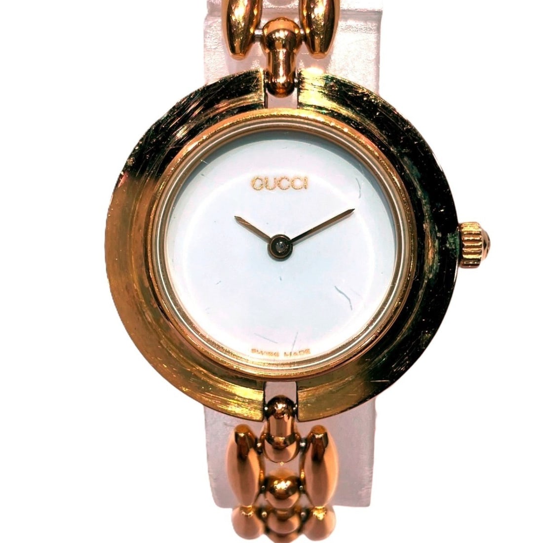 Gucci GUCCI Changeable Bezel Watch, Total Weight 25.6g, GP, Quartz, White Dial, 11 12.2: --- Catalog ---Category: SizeWrist Size: 15.5cm / 6.1''Case Diameter: 25mm / 0.98''Category: DesignType: WristwatchGender: WomenColor (Dial): WhiteMaterial (Band): Gold platedMaterial (Case): Gold pla