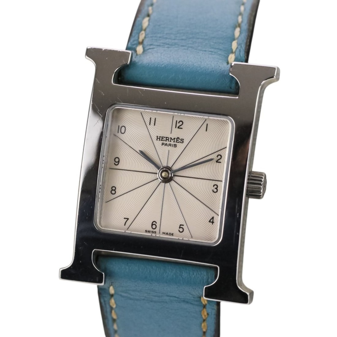 HERMES H-Watch HH1.210 White Dial Blue Silver Color Women's Watch: --- Catalog ---Category: SizeWrist Size: 16cm - 18.5cm / 6.29'' - 7.28''Case Diameter: 21mm / 0.83''Category: DesignType: WristwatchGender: WomenColor (Dial): WhiteMaterial (Band): LeatherMaterial (Ca