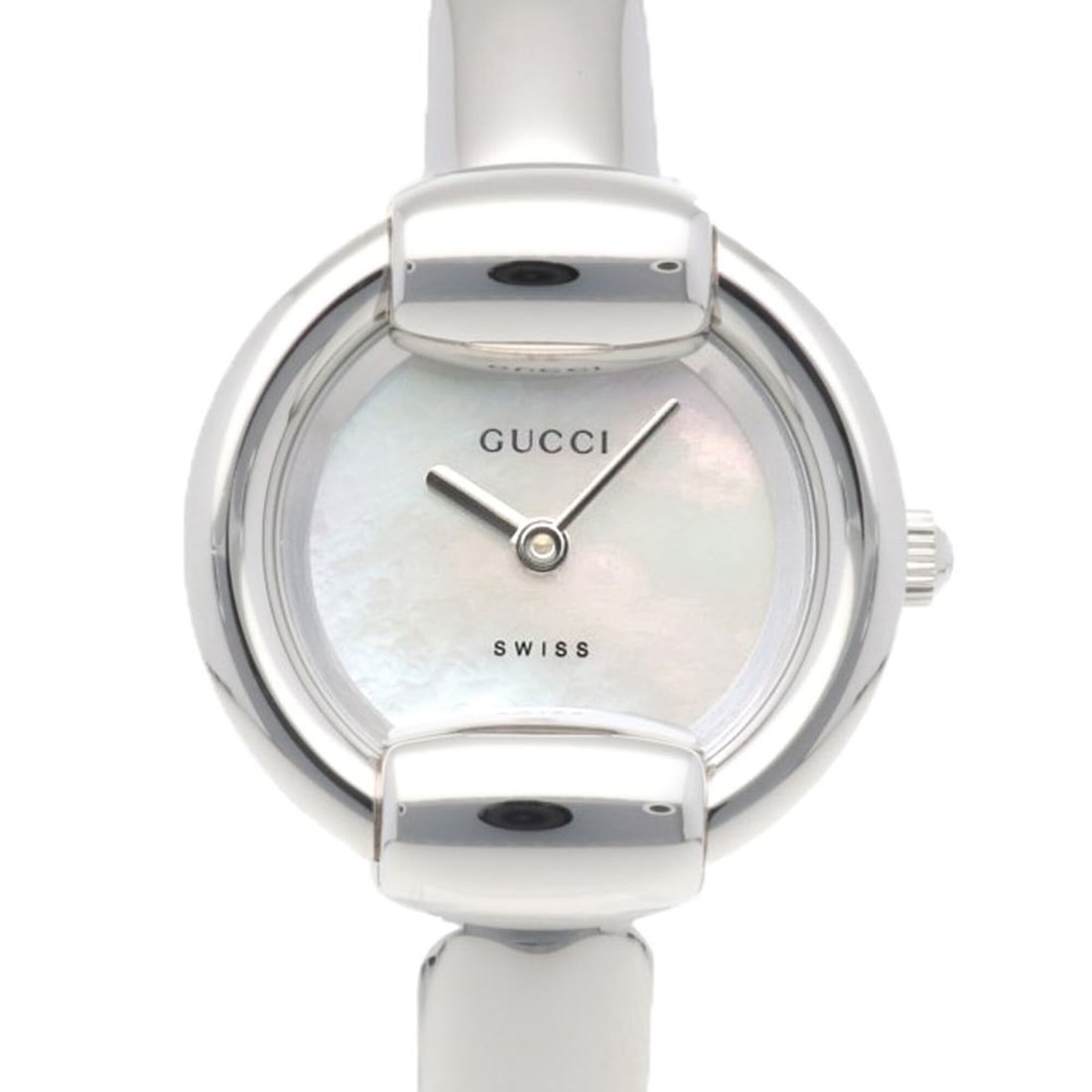 Gucci watch, stainless steel 1400L quartz, polished, ladies' GUCCI white shell.: --- Catalog ---Category: SizeWrist Size: 16cm / 6.29''Case Diameter: 25.5mm / 1''Category: DesignType: WristwatchGender: WomenMaterial (Band): Stainless steelMaterial (Case): Stainless steelCategory: 