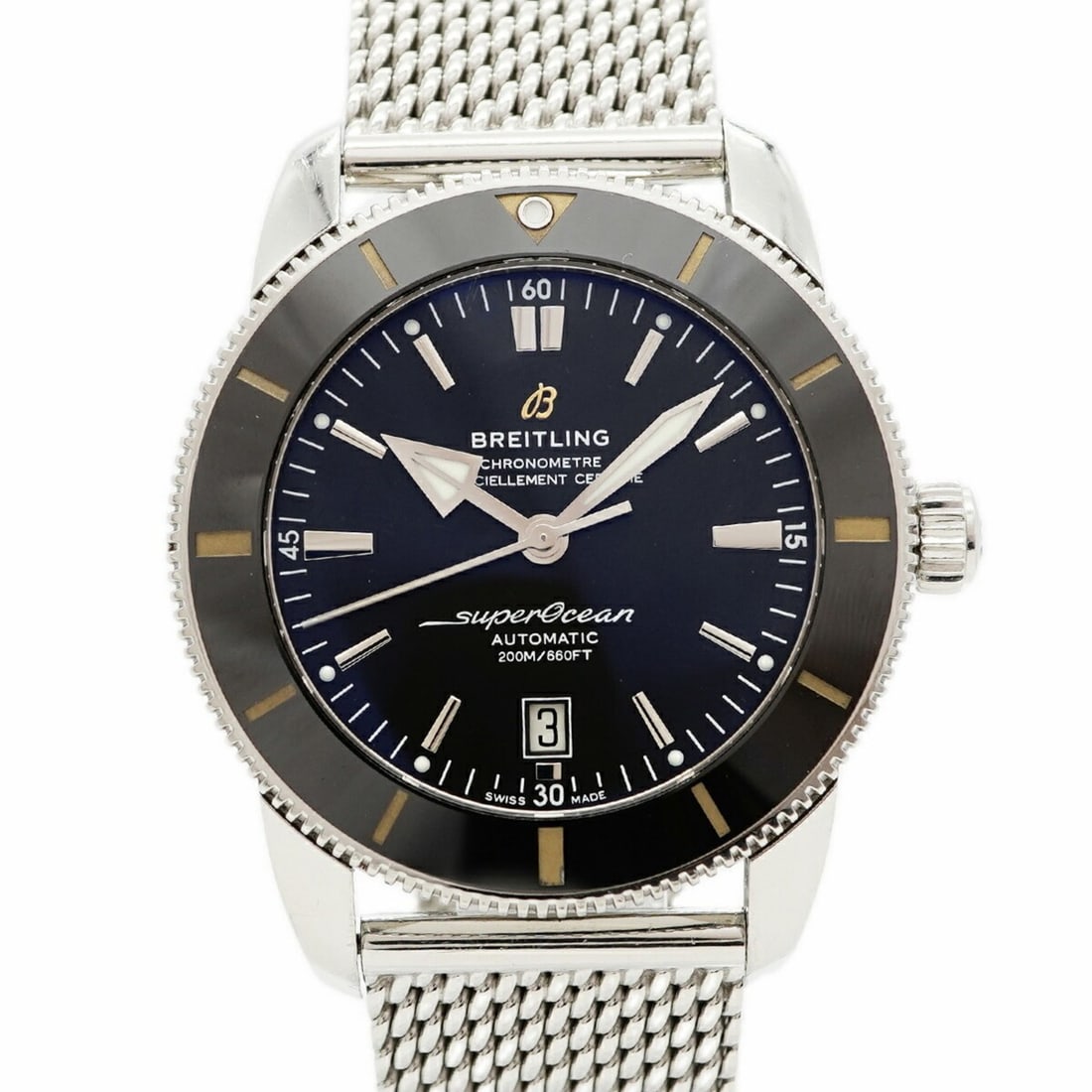 Breitling Superocean AB2020 Black Dial Men's Watch: --- Catalog ---Category: SizeWrist Size: 19cm / 7.48''Case Diameter: 46mm / 1.81''Category: DesignType: WristwatchGender: MenColor (Dial): BlackMaterial (Band): Stainless steelCategory: GeneralMPN: AB