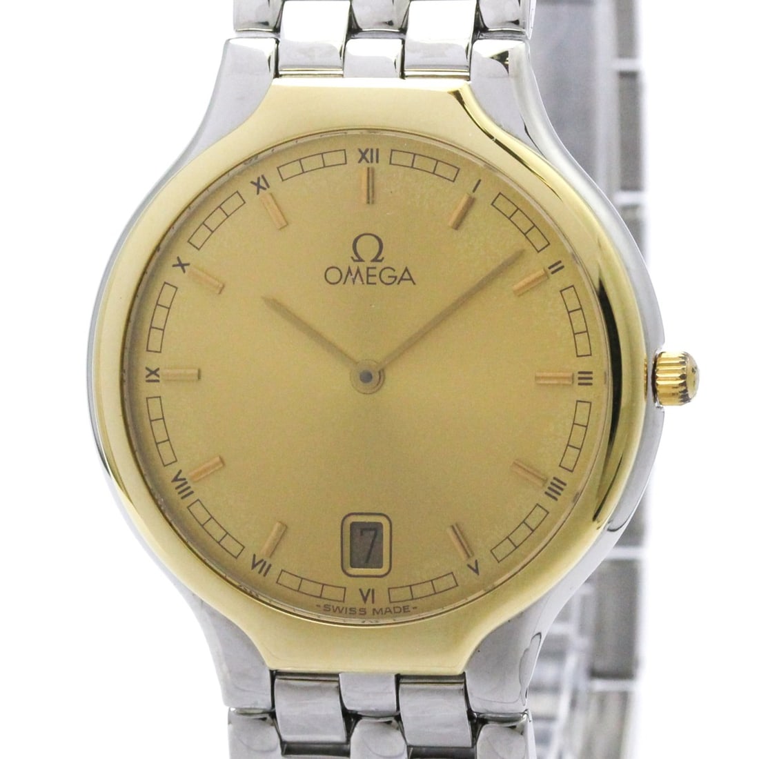 OMEGA De Ville K18 Gold Steel Quartz Mens Watch 196.0316 Polished: --- Catalog ---Category: SizeCase Diameter: 31mm / 1.22''Category: DesignType: WristwatchStyle: Dress/FormalGender: MenColor (Dial): GoldMaterial (Band): Stainless steelMaterial (Case): Stainless stee