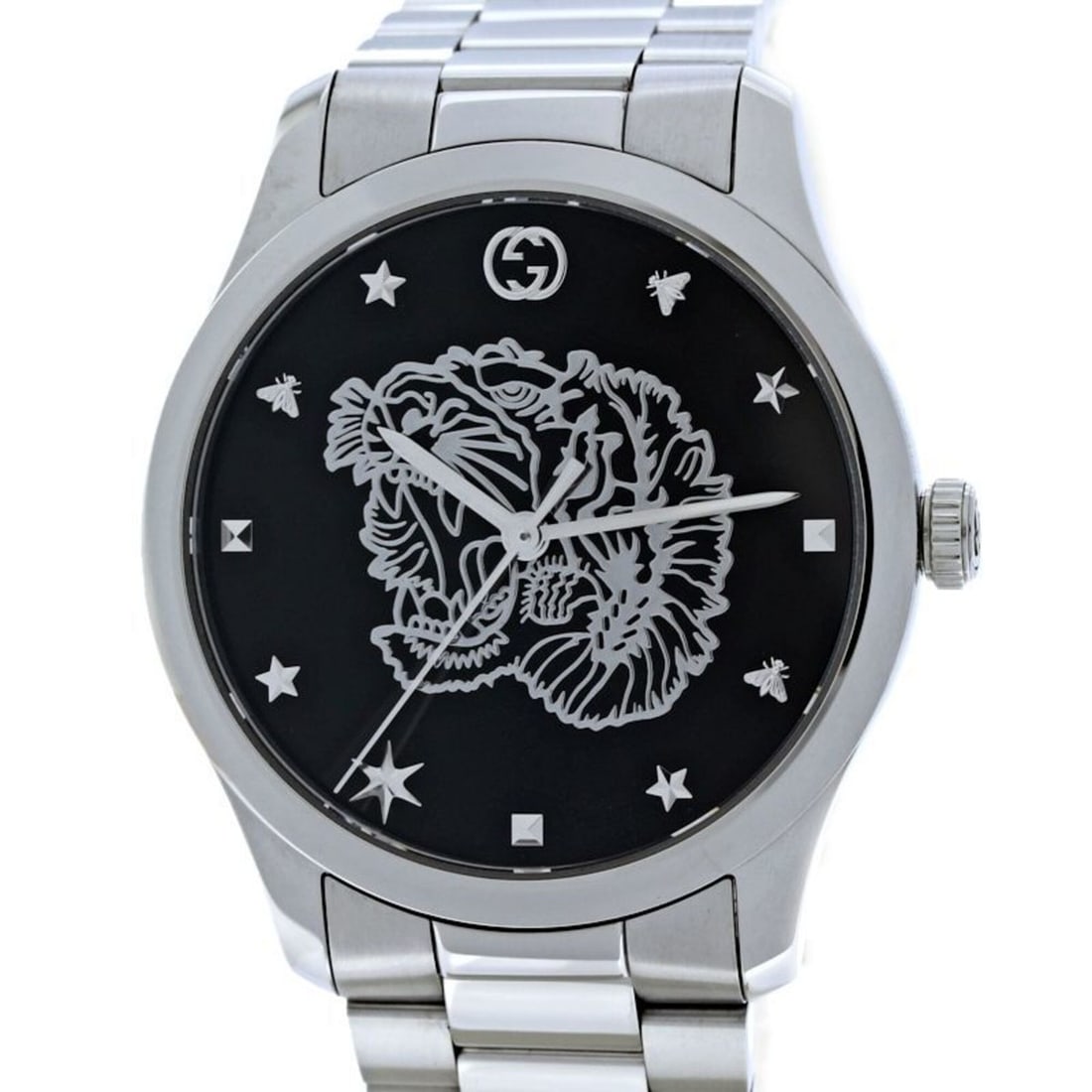 GUCCI G-Timeless YA1264125 126.4 Men's Watch Stainless Steel /40427: --- Catalog ---Category: SizeWrist Size: 19cm / 7.48''Case Diameter: 38mm / 1.5''Category: DesignType: WristwatchGender: MenColor (Dial): BlackMaterial (Band): Stainless steelMaterial (Case): Stainles