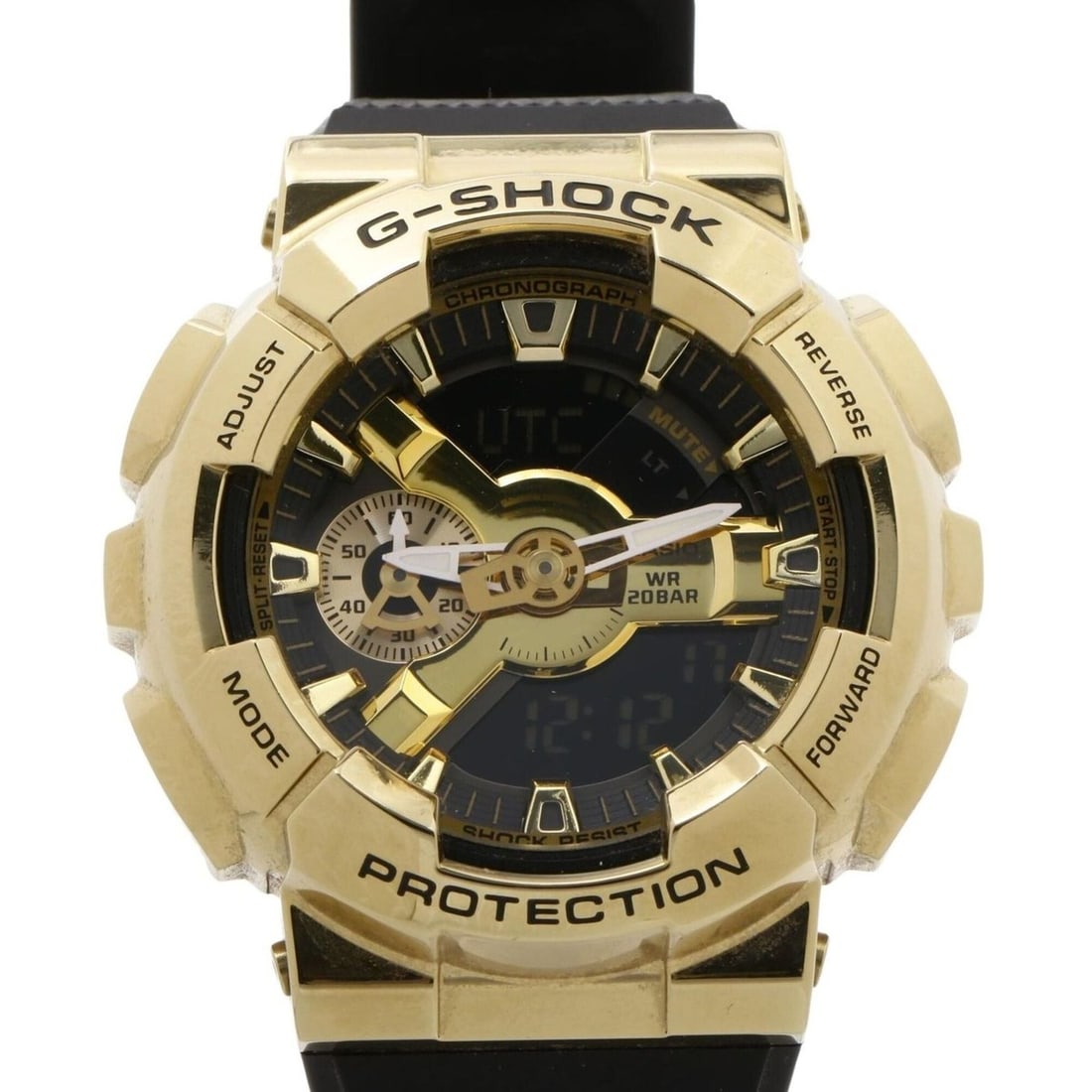CASIO G-SHOCK Metal Covered 110 Series GM-110G-1A9JF Gold Black Stainless Steel x Resin Men's: --- Catalog ---Category: SizeWrist Size: 14.5cm - 21.5cm / 5.7'' - 8.46''Case Diameter: 48.8mm / 1.92''Category: DesignType: WristwatchGender: MenColor (Dial): BlackMaterial (Case): Stainless steelCat