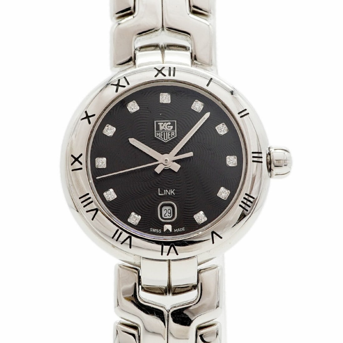 TAG Heuer Link WAT1410 Black Dial Women's Watch: --- Catalog ---Category: SizeWrist Size: 14cm / 5.51''Case Diameter: 29mm / 1.14''Category: DesignType: WristwatchGender: WomenColor (Dial): BlackMaterial (Band): Stainless steelCategory: GeneralMPN: 