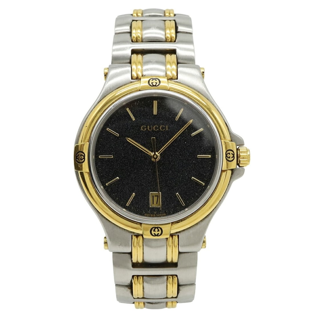 GUCCI Men's Quartz Watch 9040M, Black Dial, Date Display, Stainless Steel (1 of 9)