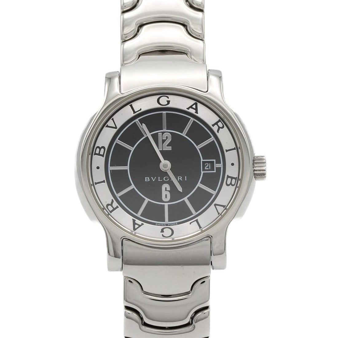 Bulgari Solotempo ST29S ST29BSSD Stainless Steel Quartz Watch: --- Catalog ---Category: SizeWrist Size: 14.5cm / 5.7''Case Diameter: 29mm / 1.14''Category: DesignType: WristwatchGender: WomenColor (Dial): BlackMaterial (Band): Stainless steelMaterial (Case): Stai