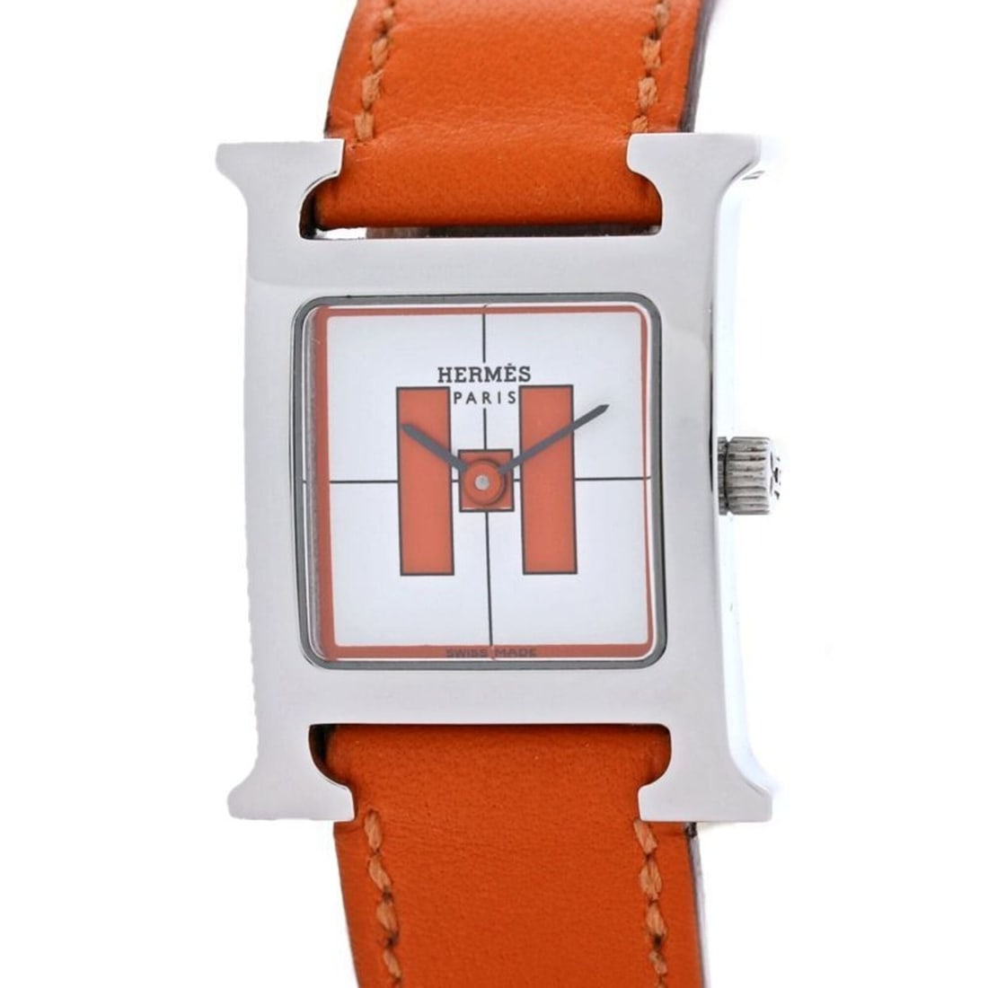 HERMES H-Watch Ginza Limited Edition HH1.210.832 GOR Women's Watch SSxSwift 40403: --- Catalog ---Category: SizeWrist Size: 16.5cm / 6.49''Case Diameter: 21mm / 0.83''Category: DesignType: WristwatchGender: WomenColor (Dial): Orange, WhiteMaterial (Band): LeatherMaterial (Case): Sta