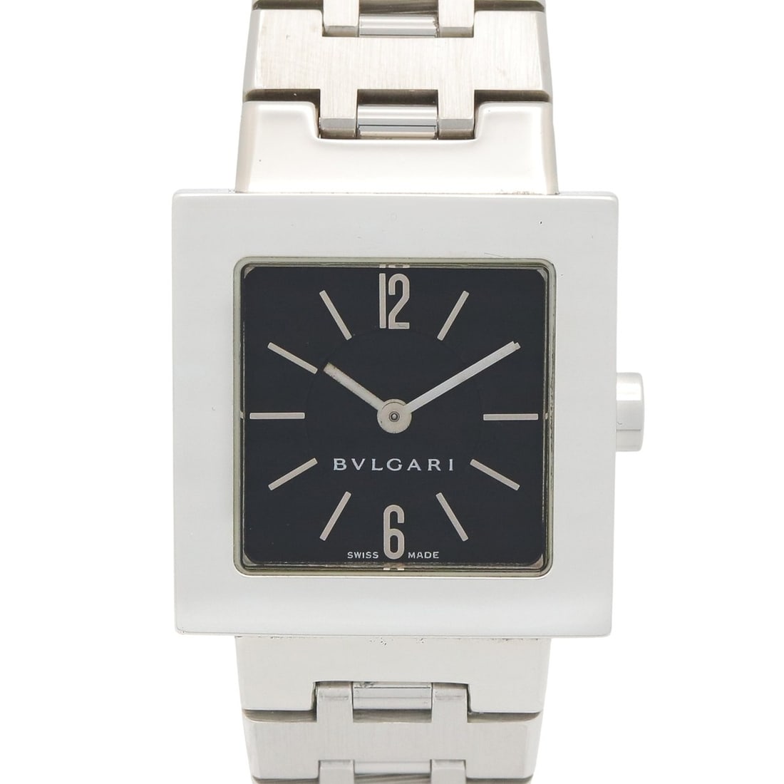 Bulgari BVLGARI Quadrato Watch, Stainless Steel, Women's, Black, SQ22SS: --- Catalog ---Category: SizeWrist Size: 14.5cm / 5.7''Case Diameter: 22mm / 0.87''Category: DesignType: WristwatchGender: WomenColor (Dial): BlackMaterial (Band): Stainless steelMaterial (Case): Stai