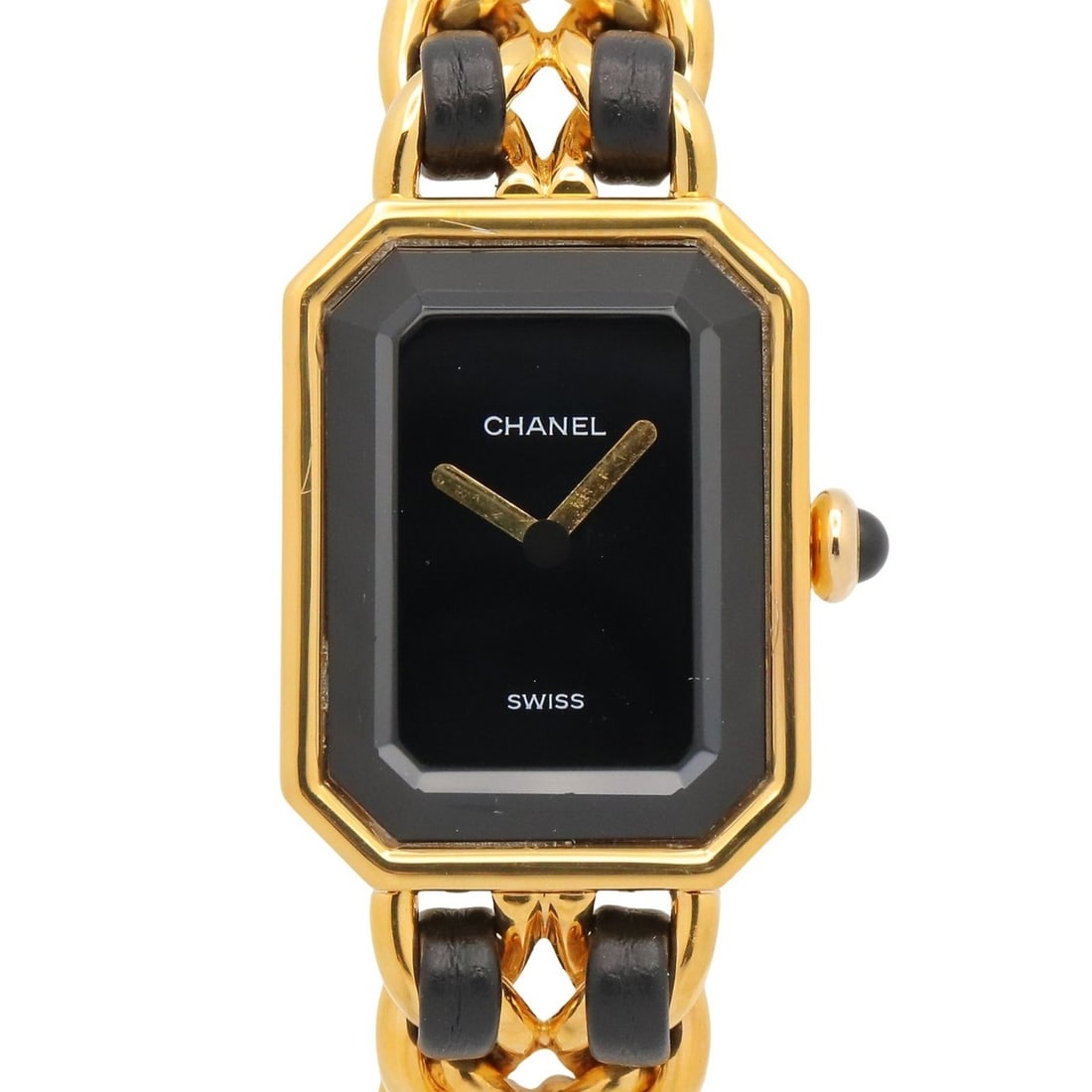 Chanel CHANEL Première S Watch, Gold Plated (GP), Leather Strap, Women's, Black, H0001: --- Catalog ---Category: SizeWrist Size: 13.5cm / 5.31''Case Diameter: 20mm / 0.79''Category: DesignType: WristwatchGender: WomenColor (Dial): BlackMaterial (Band): Gold plated, LeatherMaterial (Case)