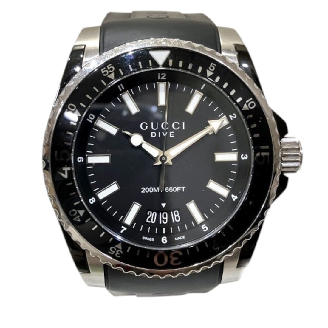 Gucci GUCCI watch, total weight 138.6g, stainless steel, rubber strap, quartz movement, black dial,: --- Catalog ---Category: SizeWrist Size: 15.5cm - 19cm / 6.1'' - 7.48''Case Diameter: 45mm / 1.77''Category: DesignType: WristwatchGender: MenColor (Dial): BlackMaterial (Band): RubberMaterial (Case):