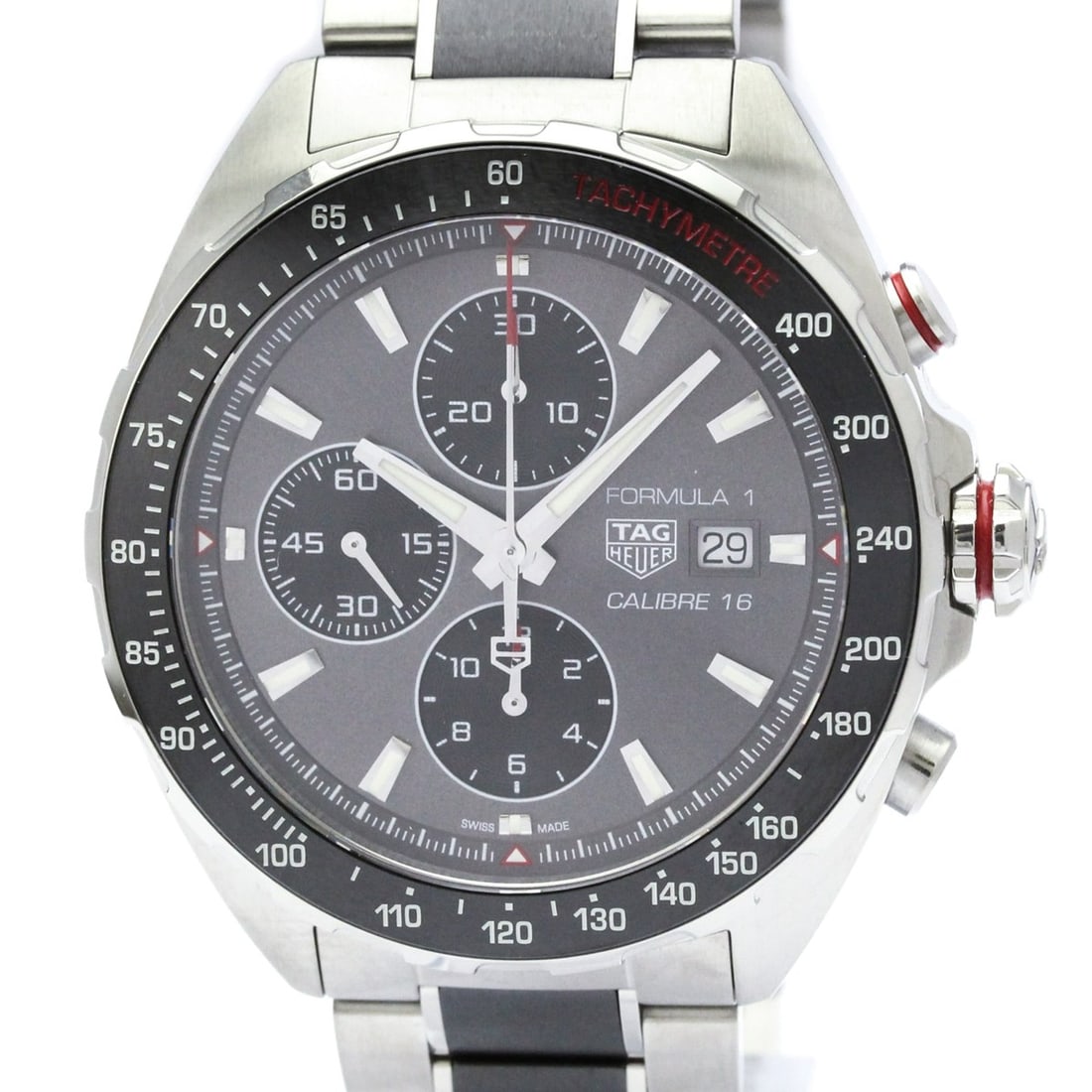 TAG HEUER Formula 1 Calibre 16 Chronograph Ceramic Steel Watch CAZ2012 Polished: --- Catalog ---Category: SizeCase Diameter: 44mm / 1.73''Category: DesignType: WristwatchStyle: SportGender: MenColor (Dial): BlackMaterial (Band): Stainless steelMaterial (Case): Ceramic, Stainless s