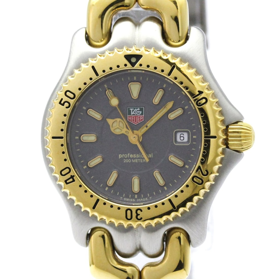 TAG HEUER Sel 200M Gold Plated Steel Ladies Watch WG1320 Polished: --- Catalog ---Category: SizeCase Diameter: 27mm / 1.06''Category: DesignType: WristwatchStyle: Dress/FormalGender: WomenColor (Dial): GrayMaterial (Band): Gold plated, Stainless steelMaterial (Case):