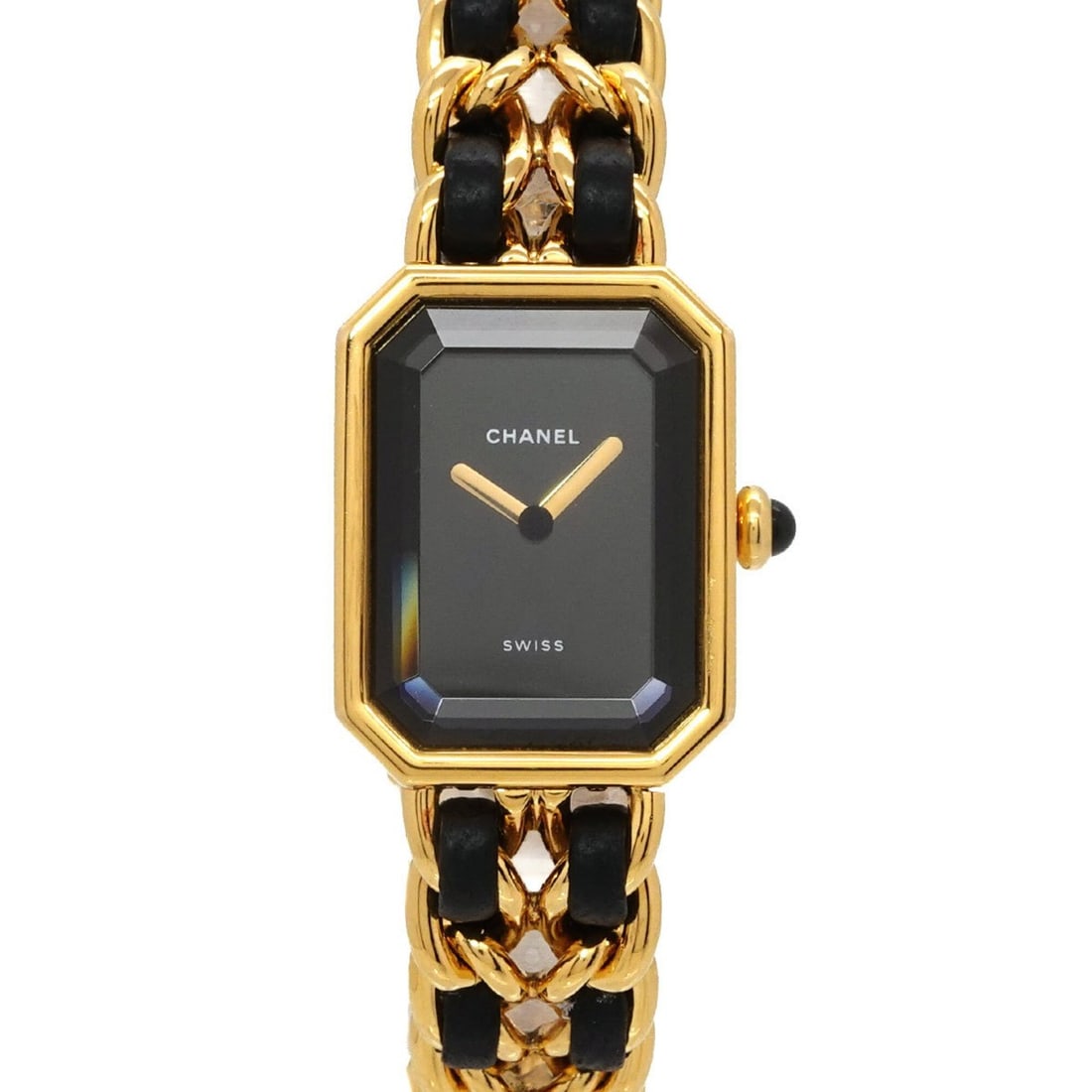 Chanel Premiere Large Size H0001 Women's Watch Black Gold Quartz: --- Catalog ---Category: SizeWrist Size: 16cm / 6.29''Case Diameter: 20mm / 0.79''Category: DesignType: WristwatchGender: WomenColor (Dial): BlackMaterial (Band): Gold plated, Leather, Stainless steel