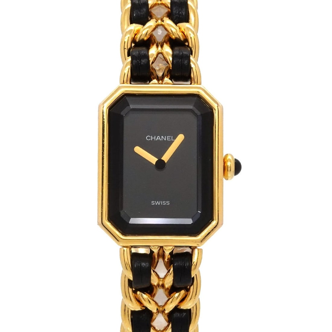 Chanel Premiere Large Size H0001 Women's Watch Black Gold Quartz: --- Catalog ---Category: SizeWrist Size: 16cm / 6.29''Case Diameter: 20mm / 0.79''Category: DesignType: WristwatchGender: WomenColor (Dial): BlackMaterial (Band): Gold plated, Leather, Stainless steel