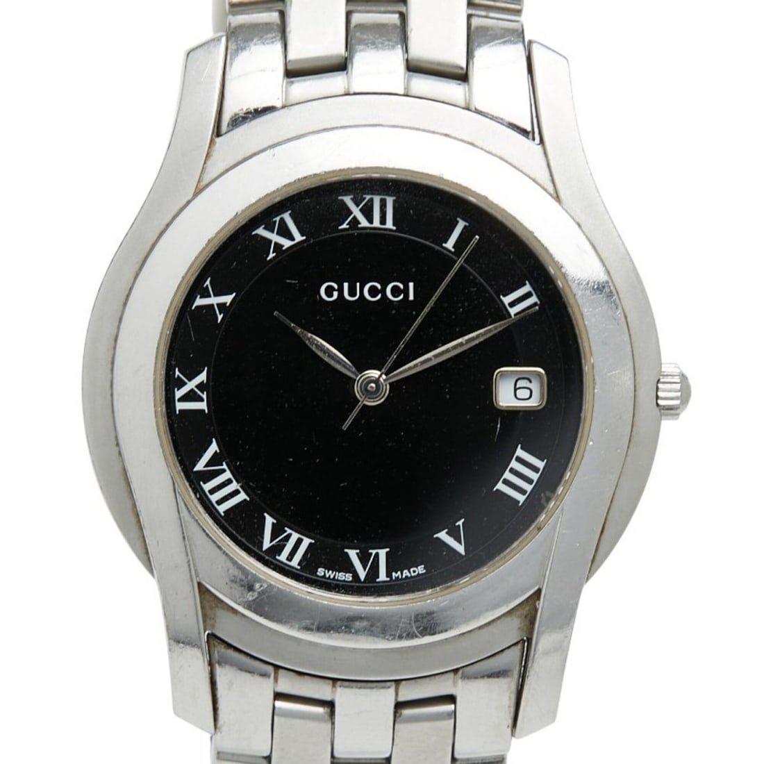 Gucci Roman Index Watch 5500M Quartz Black Dial Stainless Steel Men's GUCCI: --- Catalog ---Category: SizeWrist Size: 16cm / 6.29''Case Diameter: 35mm / 1.38''Category: DesignType: WristwatchGender: MenColor (Dial): BlackMaterial (Band): Stainless steelMaterial (Case): Stainle