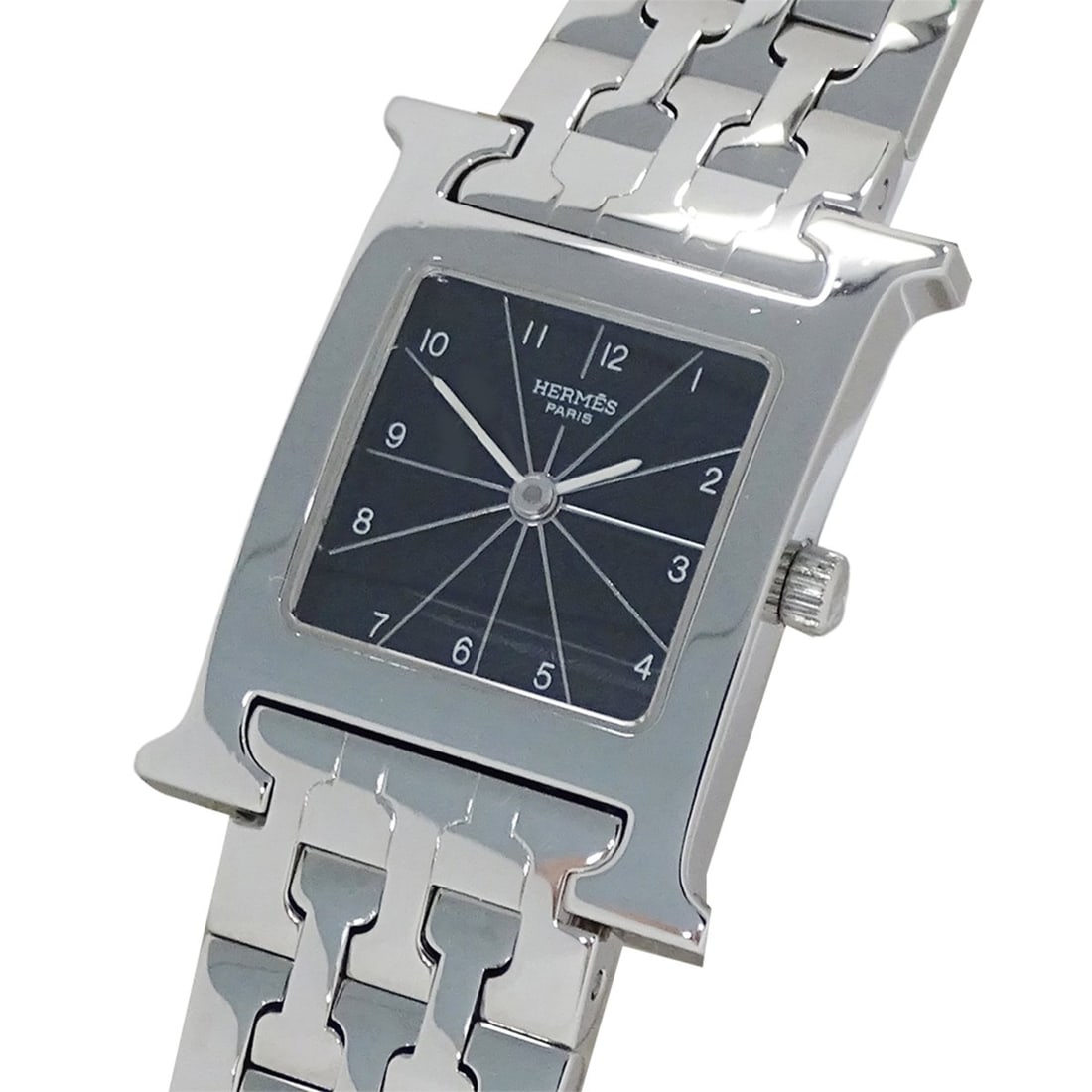 Hermes HERMES Women's Watch Brand H-Watch Quartz QZ Stainless Steel SS HH1.210 Silver Black (1 of 15)
