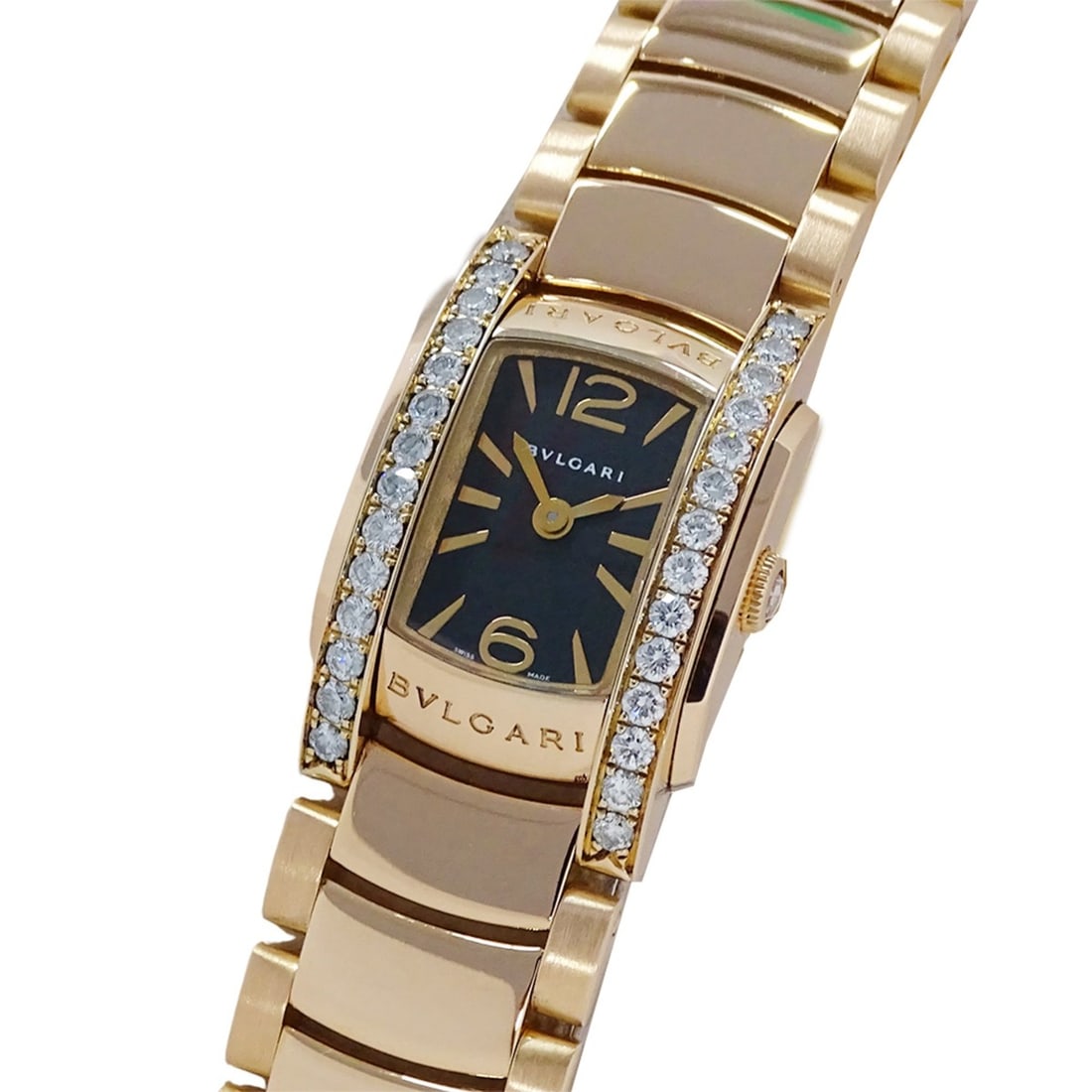 Bulgari BVLGARI Women's Watch, Brand: Assioma, Diamond Quartz, QZ, 750PG 18K Pink Gold, AAP26G: --- Catalog ---Category: SizeWrist Size: 16cm / 6.29''Case Diameter: 18mm / 0.71''Category: DesignType: WristwatchGender: WomenColor (Dial): BlackMaterial (Band): Pink gold (18K)Material (Case): Pink 
