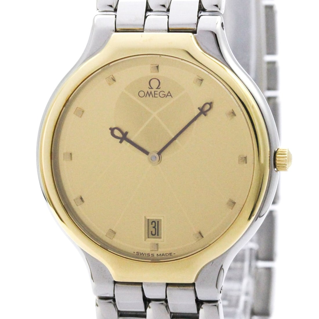 OMEGA De Ville Symbol K18 Gold Steel Quartz Mens Watch 196.0316 Polished: --- Catalog ---Category: SizeCase Diameter: 31mm / 1.22''Category: DesignType: WristwatchStyle: Dress/FormalGender: MenColor (Dial): GoldMaterial (Band): Stainless steelMaterial (Case): Stainless stee