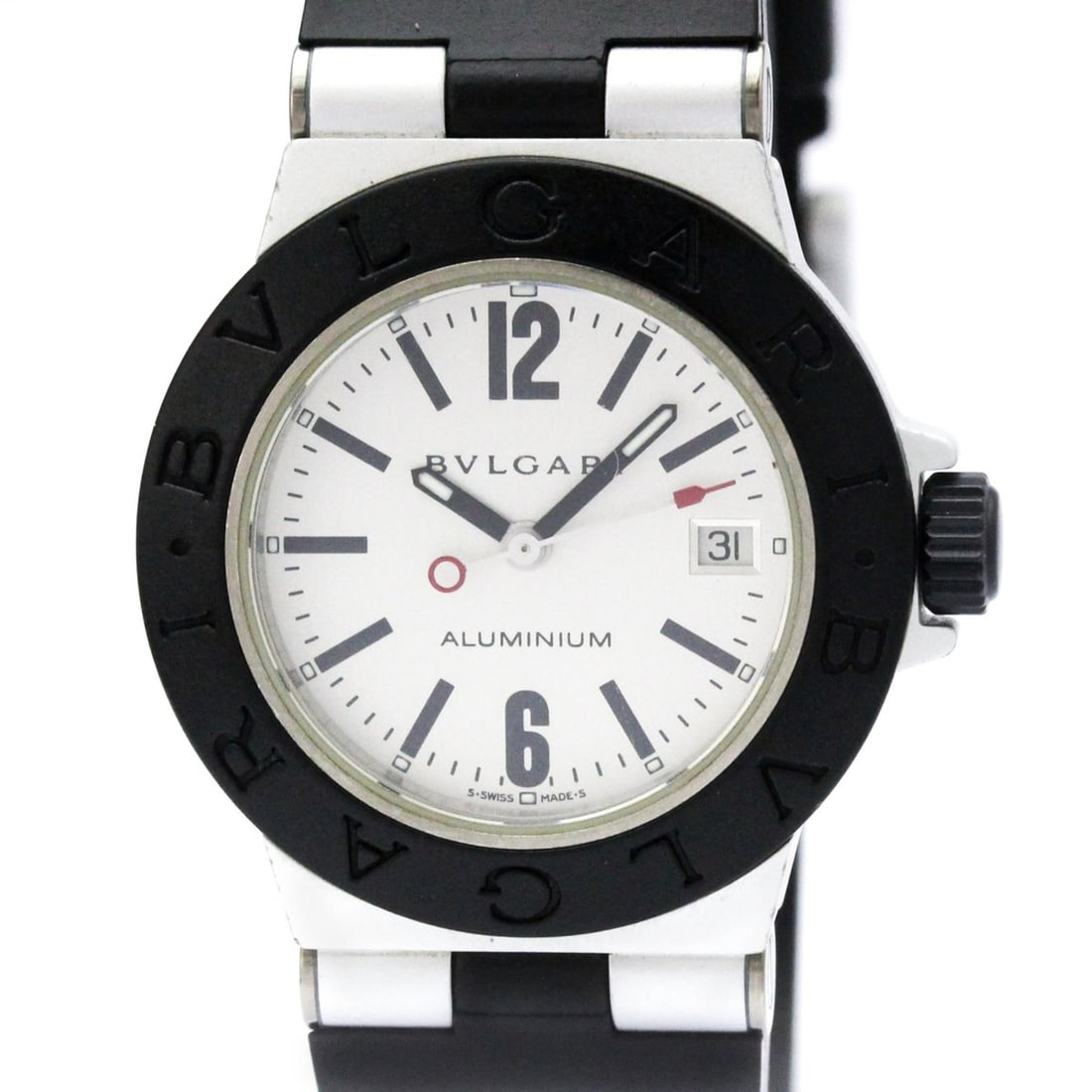 BVLGARI Aluminium Rubber Quartz Ladies Watch AL29TA: --- Catalog ---Category: SizeCase Diameter: 29mm / 1.14''Category: DesignType: WristwatchStyle: SportGender: WomenColor (Dial): SilverMaterial (Band): RubberMaterial (Case): AluminumCategory: GeneralL