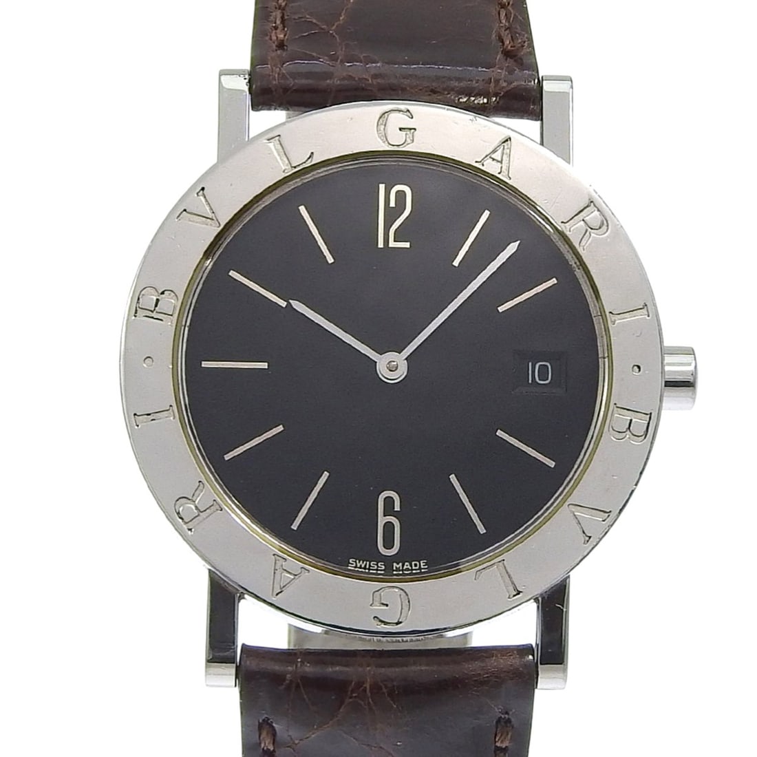 BVLGARI Watch BB33SLD Stainless Steel x Leather Quartz Analog Black Dial Bvlgari Unisex: --- Catalog ---Category: SizeWrist Size: 17cm - 20.5cm / 6.69'' - 8.07''Case Diameter: 33mm / 1.3''Category: DesignType: WristwatchGender: Men,WomenColor (Dial): BlackMaterial (Band): Leather, Stainle