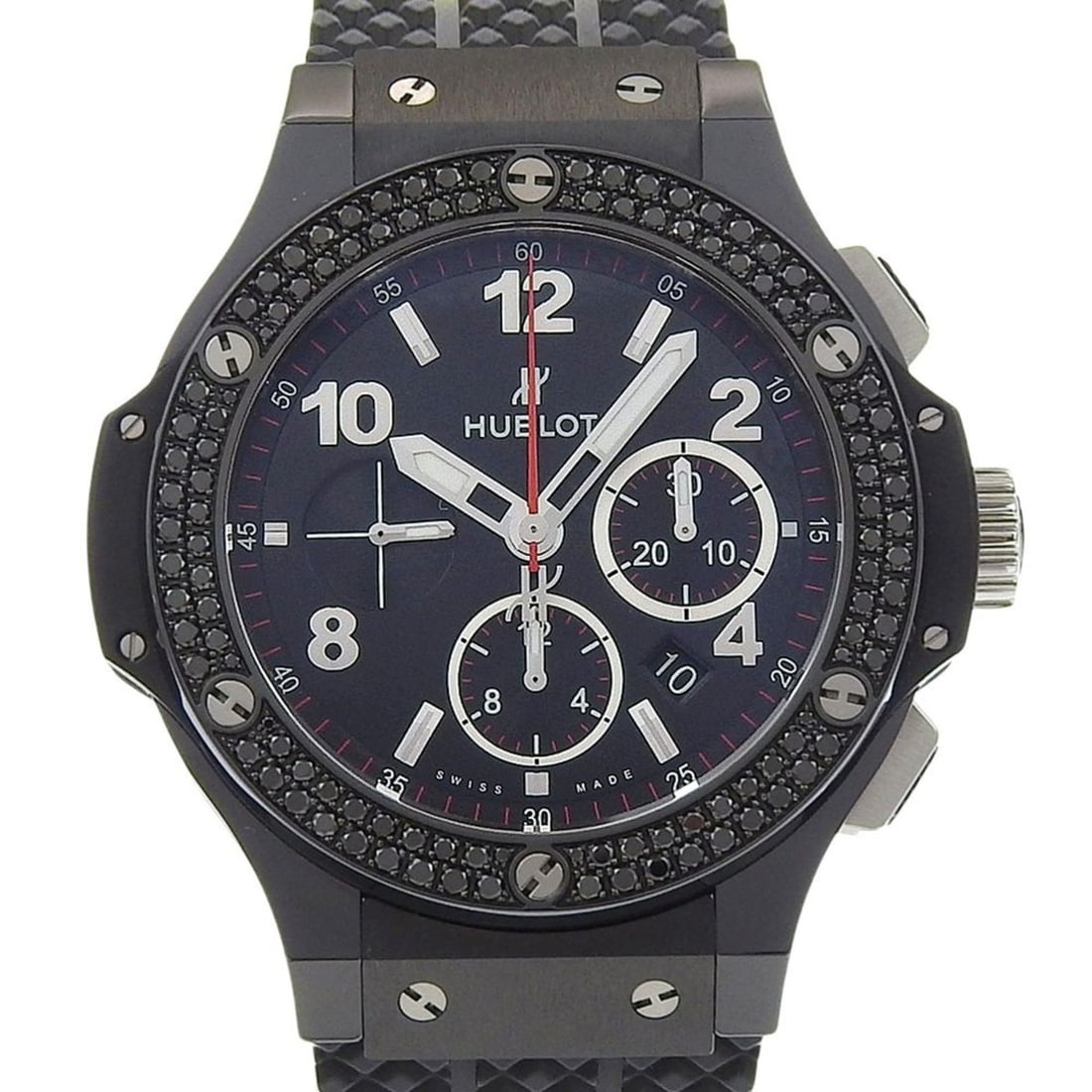 Hublot Big Man Black Magic Watch, Diamond Bezel, 301.CV.130.RX.110, Ceramic x Titanium Rubber,: --- Catalog ---Category: SizeWrist Size: 16cm - 20cm / 6.29'' - 7.87''Case Diameter: 48mm / 1.89''Category: DesignType: WristwatchGender: MenColor (Dial): BlackMaterial (Band): RubberMaterial (Case): 