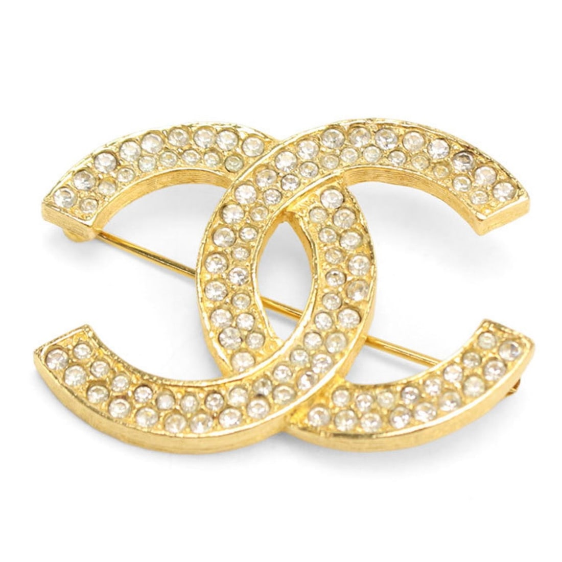 CHANEL brooch with rhinestones and Coco Mark, women's, gold.: --- Catalog ---Category: SizeSize (HxWxD): 3cm x 4cm / 1.18'' x 1.57''Category: DesignType: BroochColor: GoldGender: WomenMaterial: MetalCategory: GeneralBrand: Chanel--- Item List ---Section: Conditi
