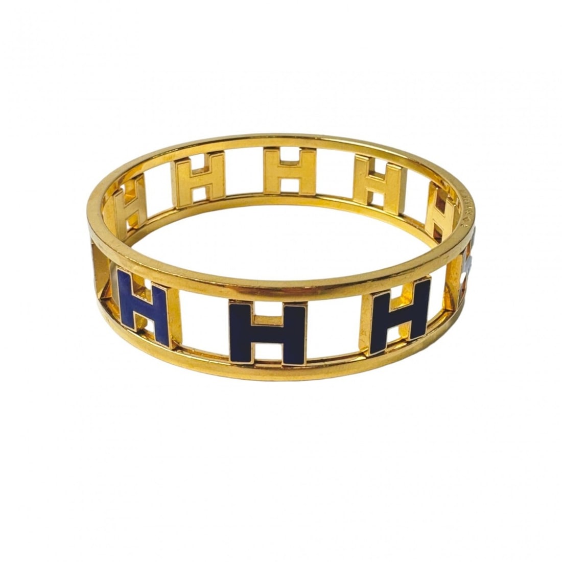 Hermes HERMES Rond H Bangle Reversible Women's: --- Catalog ---Category: SizeLength: 19cm / 7.48''Category: DesignType: BangleColor: Blue, GoldGender: WomenMaterial: Enamel, Gold platingCategory: GeneralBrand: Hermes--- Item List ---Section: Condit