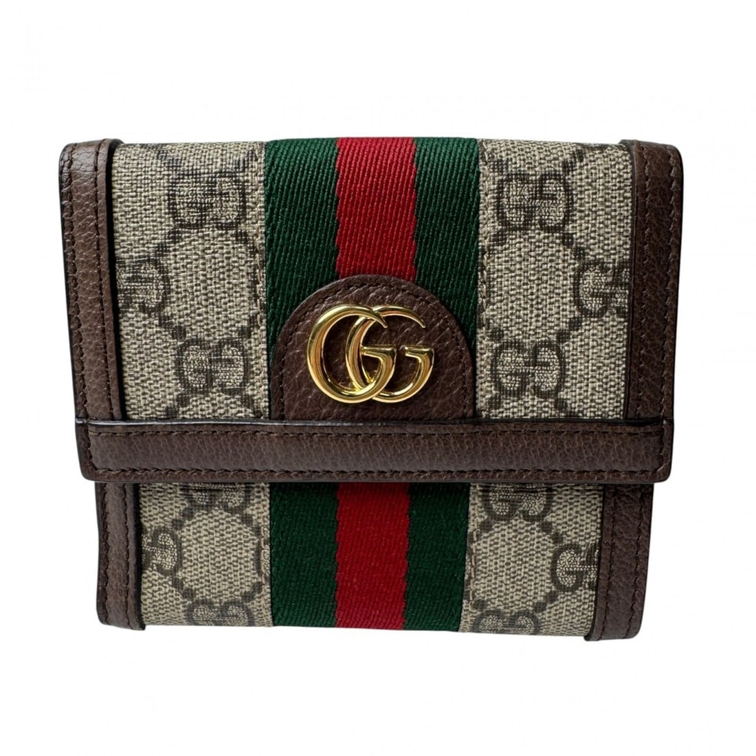 Gucci GG Supreme Compact Wallet 523173 (Women's): --- Catalog ---Category: SizeSize (HxWxD): 10.5cm x 12cm / 4.13'' x 4.72''Category: DesignType: Wallet (bi-fold)Color: BrownGender: WomenMaterial: PVC , Leather Category: GeneralBrand: Gucci--- Item L