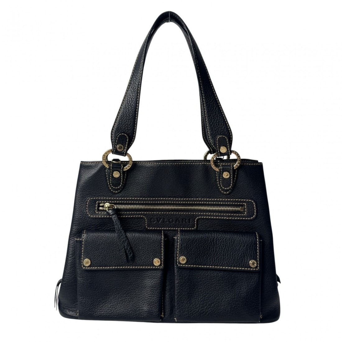 Bulgari BVLGARI Maxi Letter Handbag, Black, Shoulder Bag, Women's: --- Catalog ---Category: SizeSize (HxWxD): 23cm x 33cm x 10cm / 9.05'' x 12.99'' x 3.93''Category: DesignType: HandbagColor: BlackGender: WomenMaterial: Leather Category: GeneralBrand: Bvlgari--- Item