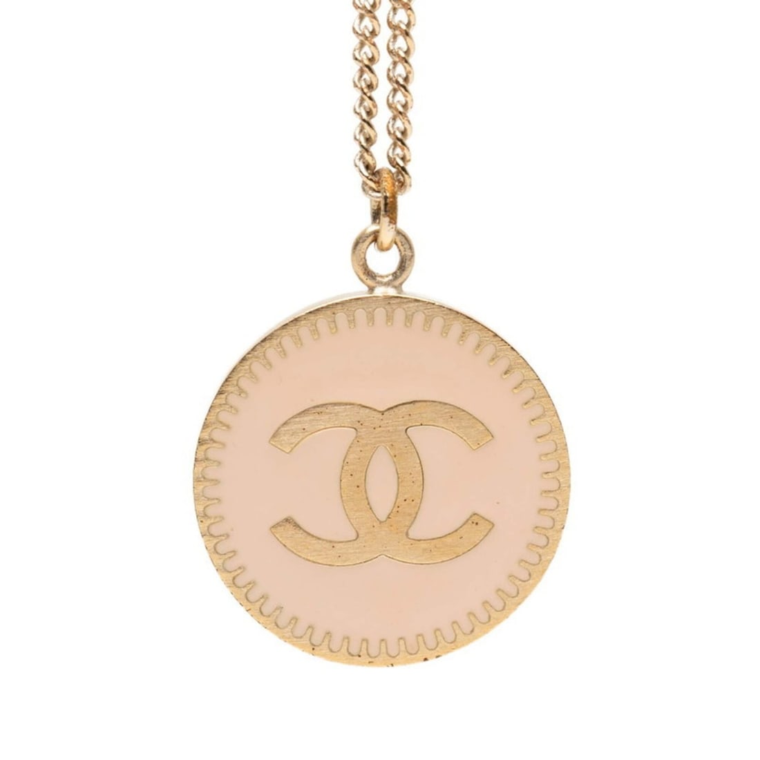 Chanel Coco Mark Round Necklace 06P Gold Pink Plated Women's CHANEL: --- Catalog ---Category: SizePendant Size: 28.5mm x 21.8mm / 1.12'' x 0.85''Neck Circumference: 67 cm / 26.37''Category: DesignColor: Gold, PinkGender: WomenMaterial: Gold platingNecklace Type: Neckla