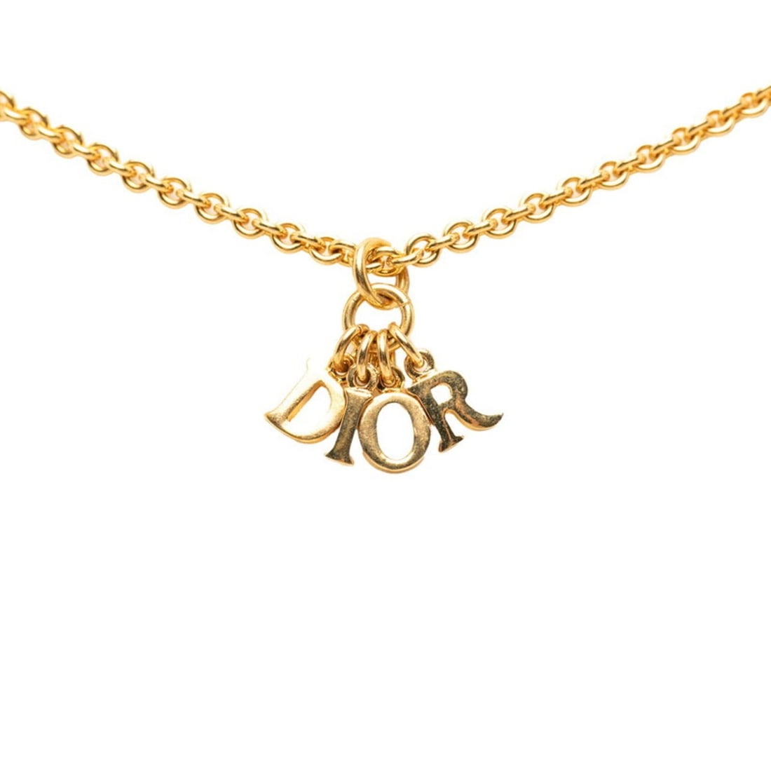 Christian Dior Dior Logo Necklace, Gold Plated, Women's: --- Catalog ---Category: SizePendant Size: 13.6mm x 13mm / 0.53'' x 0.51''Neck Circumference: 45 cm / 17.71''Category: DesignColor: GoldGender: WomenMaterial: Gold platingNecklace Type: NecklaceCatego