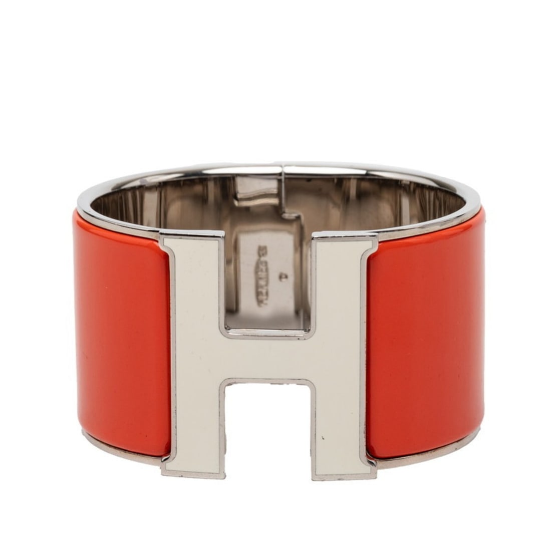 Hermes Clic Clac XL GM Enamel Bracelet Bangle Silver Orange White Metal Women's HERMES: --- Catalog ---Category: SizeLength: 19cm / 7.48''Category: DesignColor: Orange, Silver, WhiteGender: WomenMaterial: MetalCategory: GeneralBrand: Hermes--- Item List ---Section: ConditionRanking: Rank