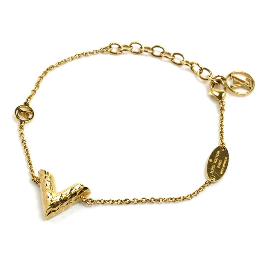 LOUIS VUITTON Louis Vuitton GP Bracelet Essential V M64269 16-19cm Women's: --- Catalog ---Category: SizeLength: 16cm - 19cm / 6.29'' - 7.48''Category: DesignType: Charm braceletColor: GoldGender: WomenMaterial: Gold platingCategory: GeneralMPN: M64269Brand: Louis VuittonCoun