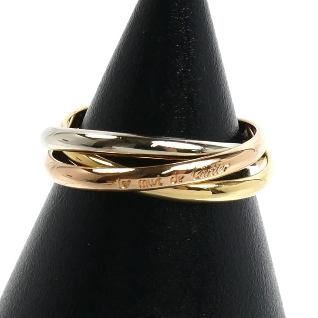CARTIER Cartier 18K Yellow Gold Pink White Trinity Ring, Size 50, 3.5g, Women's: --- Catalog ---Category: SizeUS Size: 5.5Brand Size: 50Category: DesignType: Band ringGender: WomenMaterial: Pink gold (18K), White gold (18K), Yellow gold (18K)Category: GeneralBrand: CartierCountry 