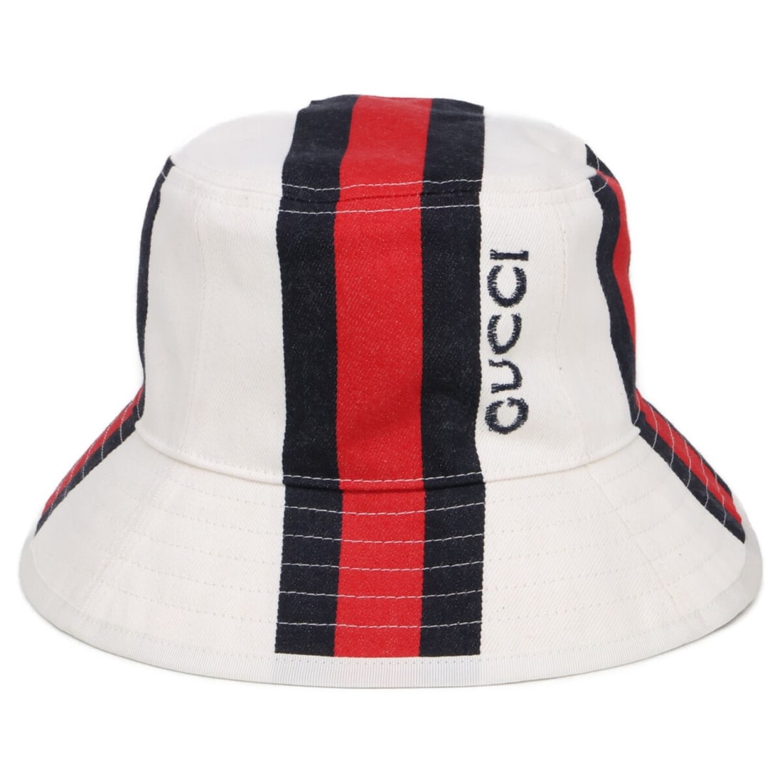 GUCCI 788561 4HBAG Web Stripe Bucket Hat, Size M (58cm), White, Men's (1 of 9)