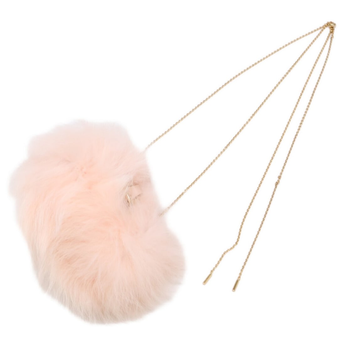 FENDI 7AS051 AL9E First Nano Fox Fur Chain Shoulder Pouch Bag Pink Women's (1 of 8)