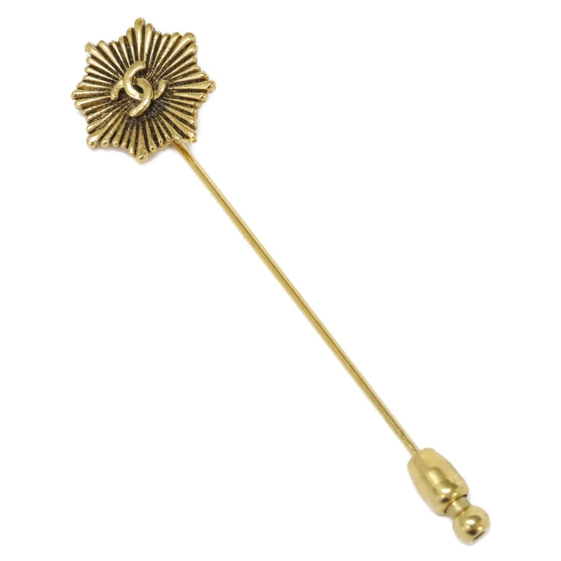 CHANEL 1095 Coco Mark Pin Brooch, Yellow Gold, Women's: --- Catalog ---Category: SizeSize (HxWxD): 7cm x 1.7cm / 2.75'' x 0.66''Category: DesignType: Pin broochColor: Yellow goldGender: WomenMaterial: MetalCategory: GeneralBrand: Chanel--- Item List ---Sec