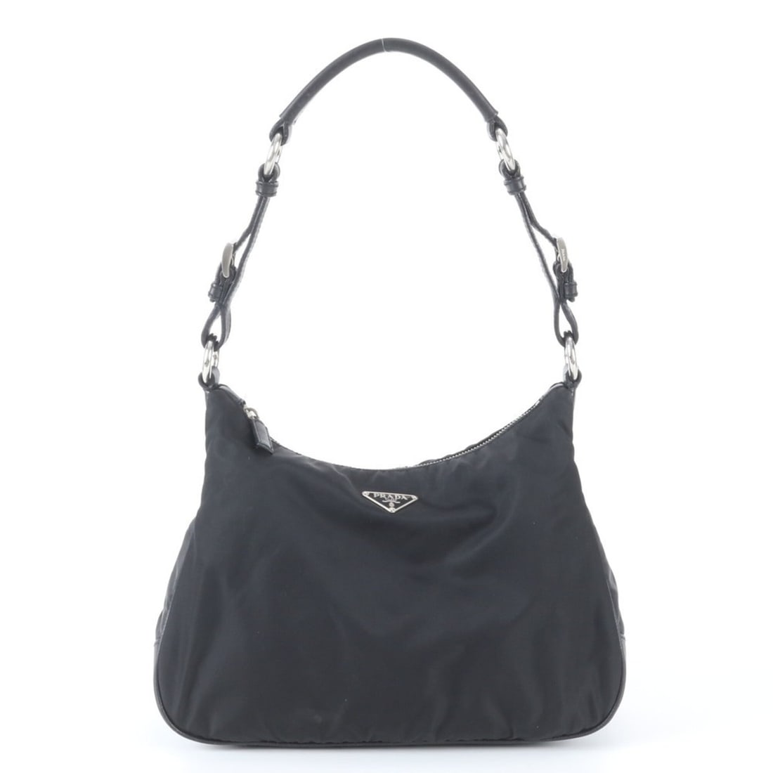 Prada Tessuto Nylon Triangle Logo Leather One-Shoulder Bag, Black, Women's: --- Catalog ---Category: SizeSize (HxWxD): 23cm x 30cm x 11cm / 9.05'' x 11.81'' x 4.33''Strap Length: 59cm / 23.22''Category: DesignType: Shoulder bagColor: BlackGender: WomenMaterial: Nylon , Leathe