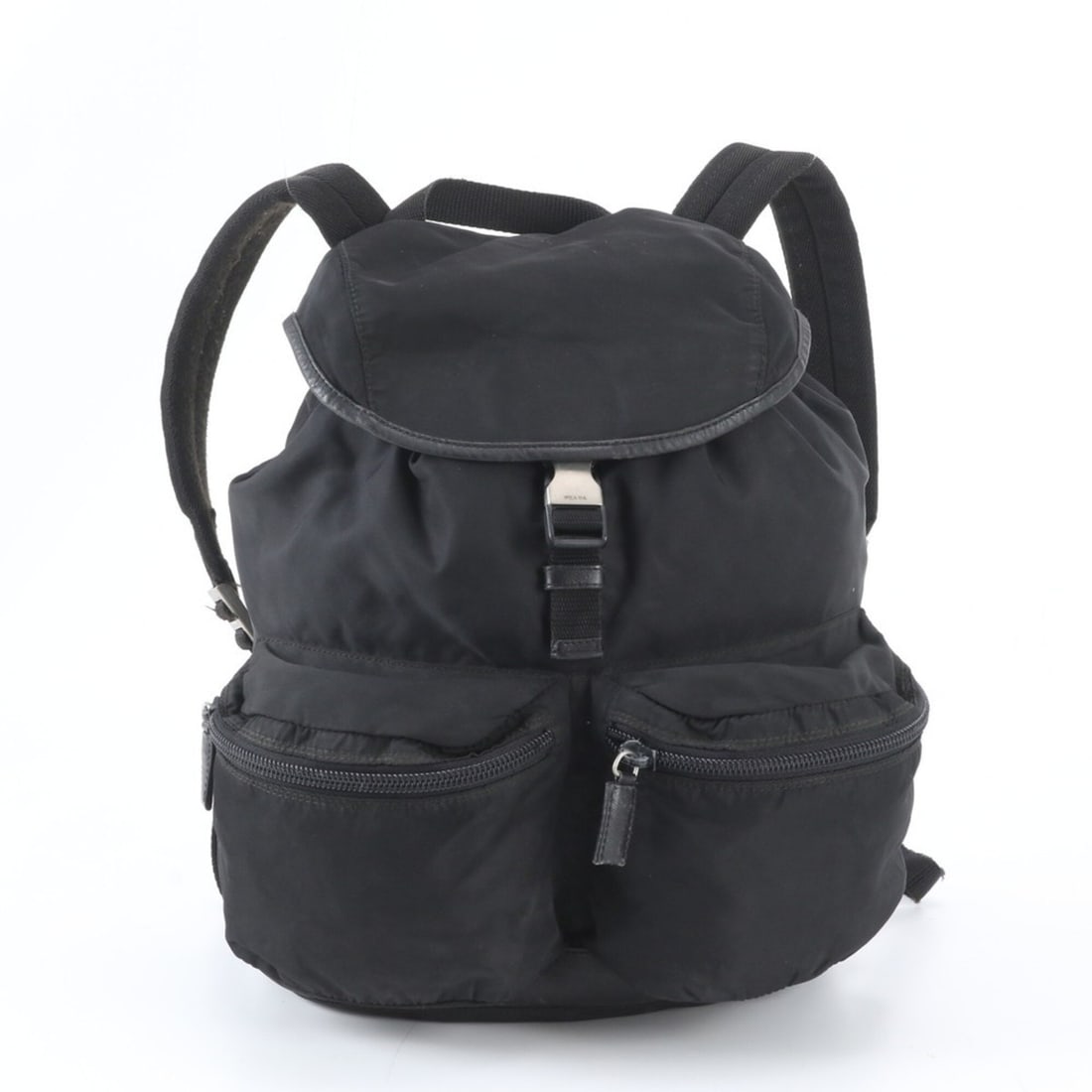 Prada Tessuto Nylon Triangle Logo Leather Backpack Handbag for Men: --- Catalog ---Category: SizeSize (HxWxD): 34cm x 27cm x 16cm / 13.38'' x 10.62'' x 6.29''Strap Length: 90cm / 35.43''Handle Length: 20cm / 7.87''Category: DesignType: BackpackColor: BlackGender: MenM