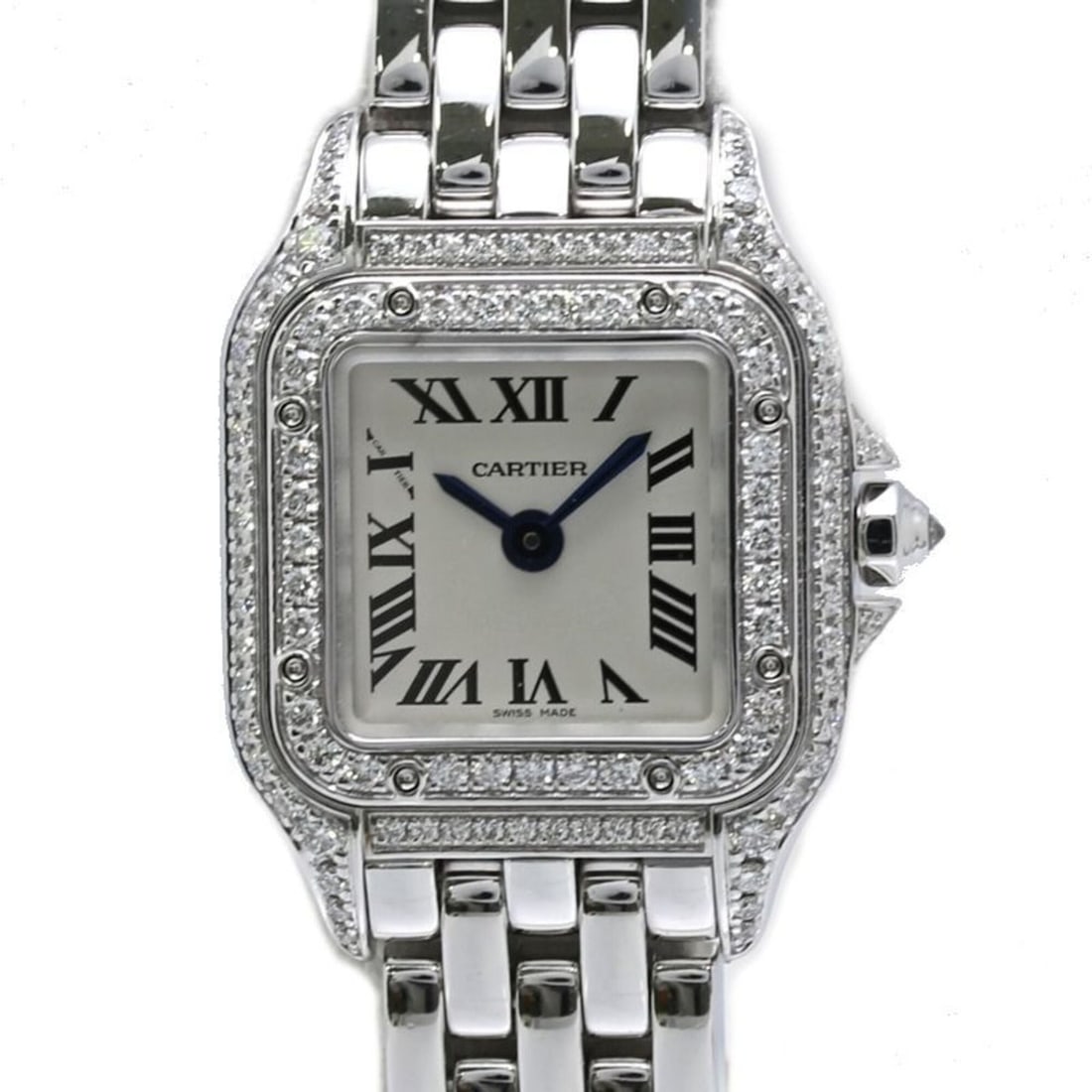 CARTIER Cartier Panthère de Mini Diamond WJPN0019 Women's Watch 18K White Gold 40495: --- Catalog ---Category: SizeWrist Size: 17cm / 6.69''Case Diameter: 19mm / 0.75''Category: DesignType: WristwatchGender: WomenColor (Dial): SilverMaterial (Band): White gold (18K)Material (Case): Whi