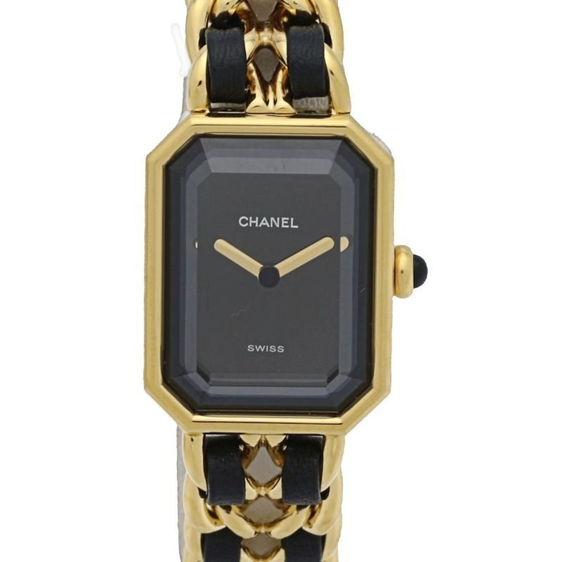 CHANEL Premiere Large Size H0001 483011003 Late Model Women's Watch GP (Gold Plated) x Leather: --- Catalog ---Category: SizeWrist Size: 16.5cm / 6.49''Case Diameter: 20mm / 0.79''Category: DesignType: WristwatchGender: WomenColor (Dial): BlackMaterial (Band): Gold plated, LeatherMaterial (Case)