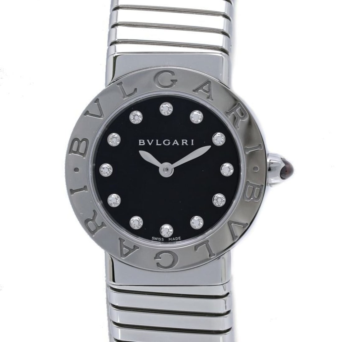 BVLGARI Bulgari Tubogas #M 12P Diamond BBL262TBSS 12 BBL262TS Women's Watch SS 40499: --- Catalog ---Category: SizeWrist Size: 16cm / 6.29''Case Diameter: 26mm / 1.02''Category: DesignType: WristwatchGender: WomenColor (Dial): BlackMaterial (Band): Stainless steelMaterial (Case): Stain
