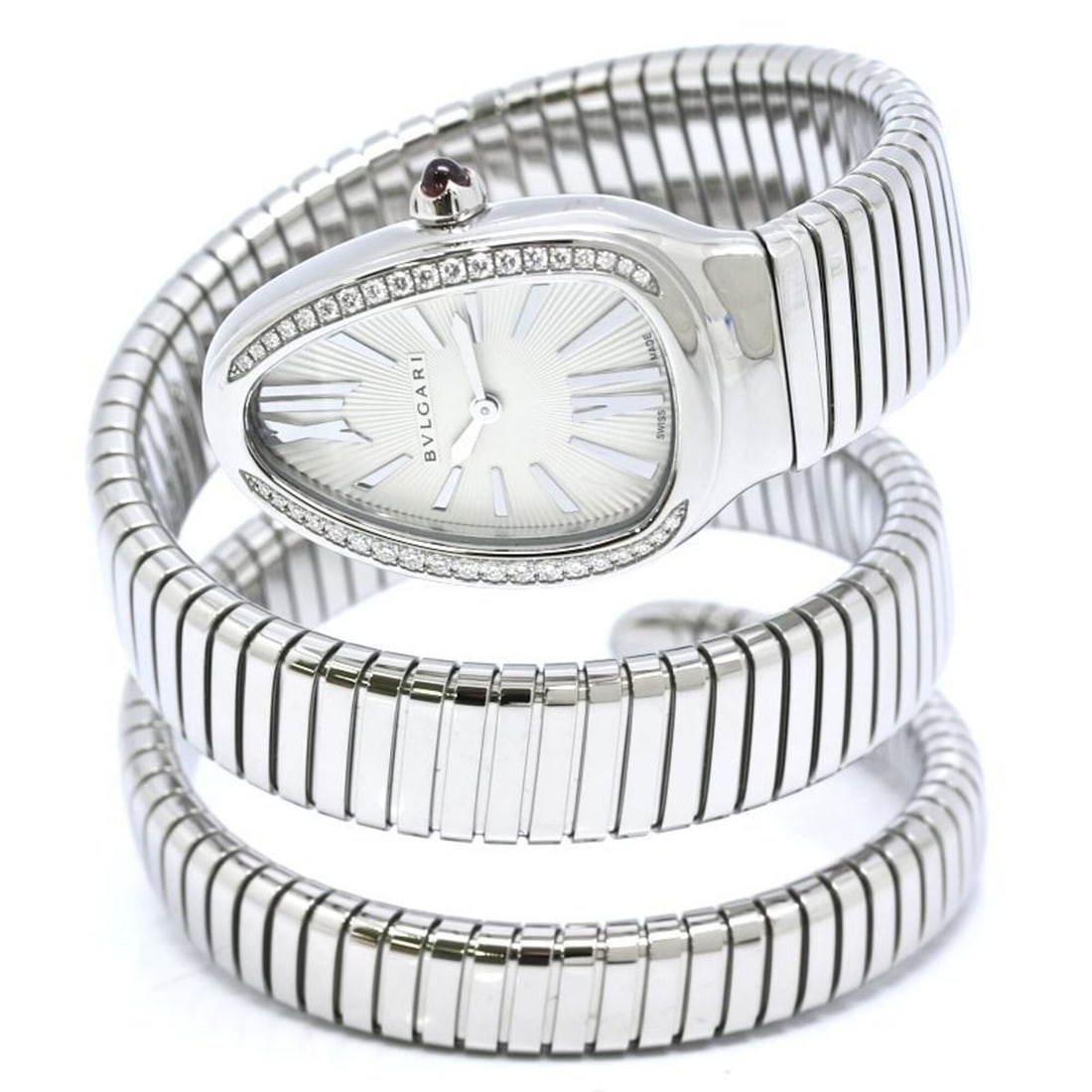 BVLGARI Bulgari Serpenti Tubogas Double Spiral Diamond SP35C6SDS.2T SP35S 101910 Women's Watch SS: --- Catalog ---Category: SizeWrist Size: 14.5cm / 5.7''Case Diameter: 23mm / 0.91''Category: DesignType: WristwatchGender: WomenColor (Dial): SilverMaterial (Band): Stainless steelMaterial (Case): Sta