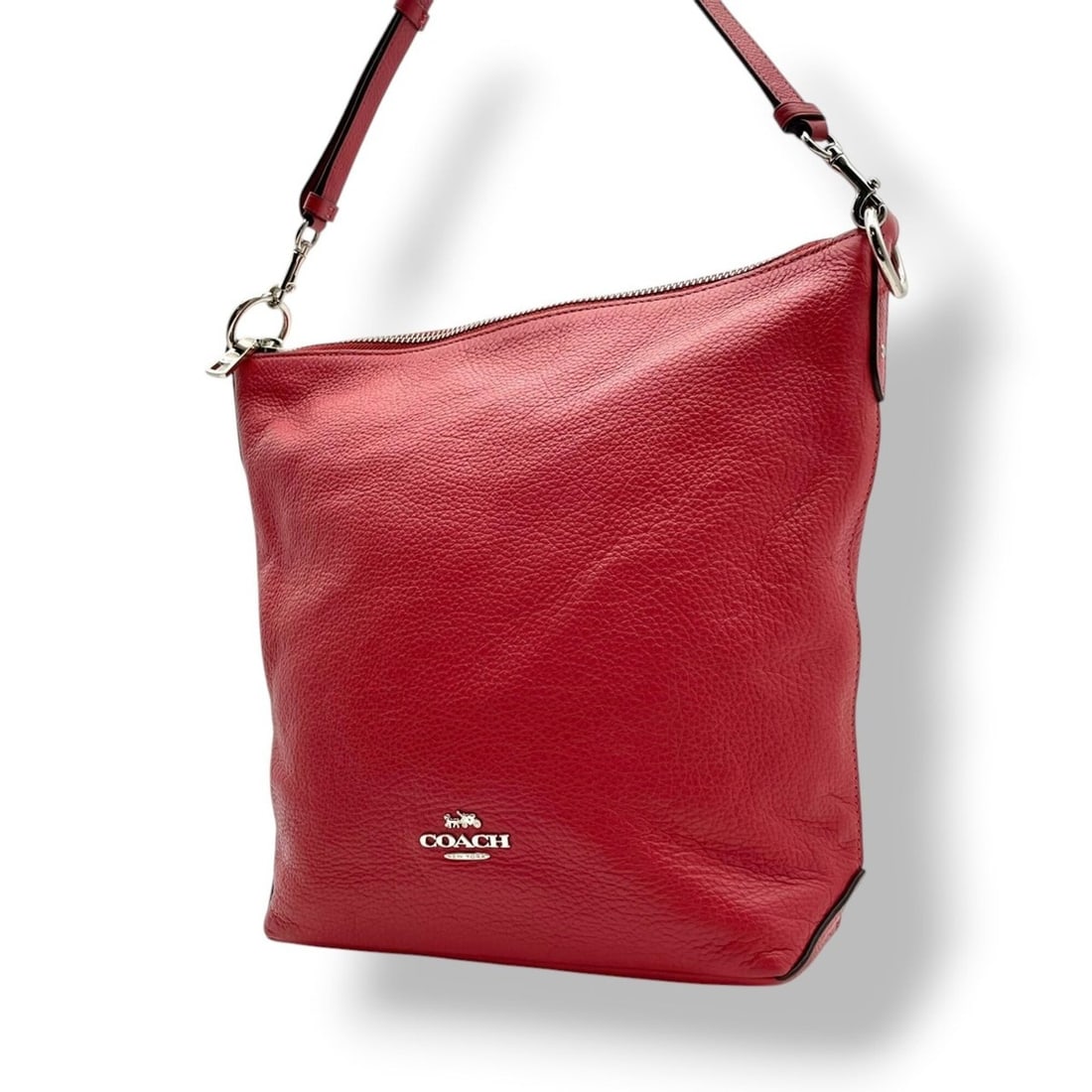 Coach Val Duffle Shoulder Bag Crossbody Pebbled Leather Rose Pink Silver Hardware Women's S10 (1 of 19)