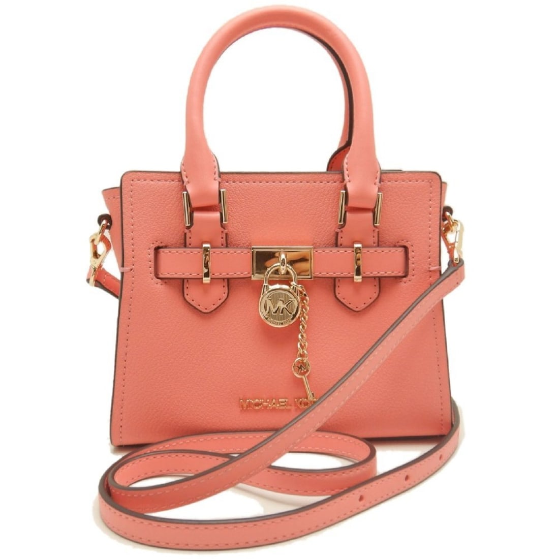 Michael Kors Hamilton XS Satchel Crossbody Handbag, Pink Leather, 35H3GHMC0L, Outlet, Women's, Item: --- Catalog ---Category: SizeSize (HxWxD): 14.5cm x 18cm x 7cm / 5.7'' x 7.08'' x 2.75''Strap Length: 102cm - 120cm / 40.15'' - 47.24''Category: DesignType: HandbagColor: PinkGender: WomenClosure: Zip