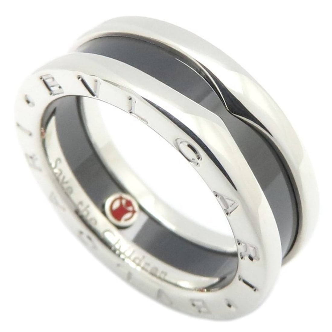 BVLGARI Save the Children B.zero1 Ring, Size #52, SV925 x Black Ceramic, Women's, 346109 295704: --- Catalog ---Category: SizeWidth: 6.7mm / 0.26''Weight: 5.8g / 0.2oz.JP Size: 11.5US Size: 6Category: DesignType: Band ringColor: Black, SilverGender: WomenMaterial: Ceramic, Silver 925Category: Gen